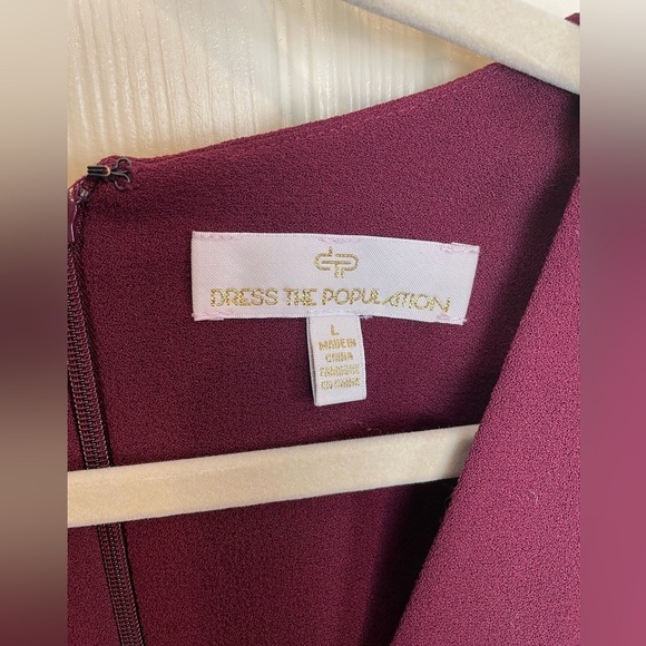 Dress the Population Catalina Dress Burgundy V neck Sleeveless Dress Large - Picture 12 of 13